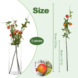 3 Bunches 27.5inch Artificial Pomegranate Branches with Stem Faux Fruit for Vase Realistic Fake Pomegranates Tree Branch for Kitchen Decoration Home Wedding Party Farmhouse Garden Spring Summer Decor