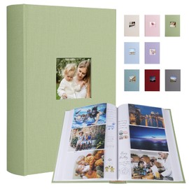 1DOT2 Photo Album 4x6 420 Photos with Writing Space, 4x6 Photo Album Linen Cover with Memo Slip-in Pockets, 420 Photos 4x6 Pictures Album Book for Wedding Kids Travel Family Baby (Sage Green)
