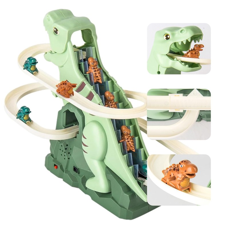 Pista de Dinosaurios,Pista de Patos,Juego de tobogán de dinosaurio eléctrico