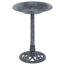 Epetlover 28 Inches Pedestal Bird Bath Feeders Antique Bowl with Stand Outdoor Garden Backyard Décor Vintage Yard Art, Antique Green