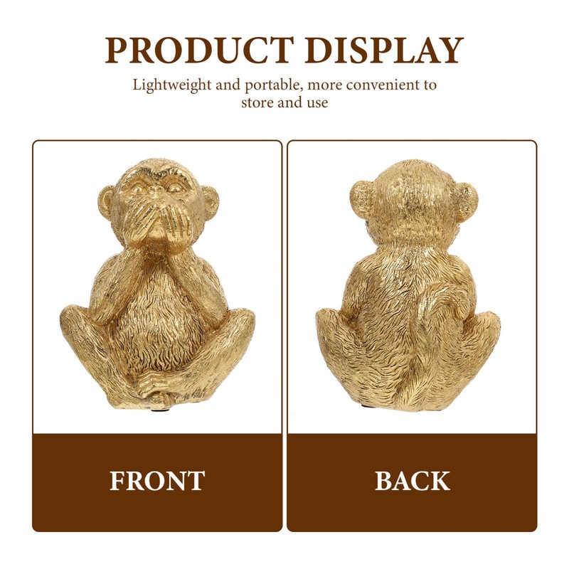 HOMSFOU Resin Three Wise Monkeys Figurine Speak No Evil Monkey