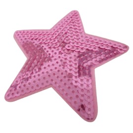 3 x 9cm Sequin Glitter Stars Iron on Patch Light Pink Dark Pink Fuchsia