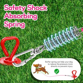 Dog Tie Out Run Cable, Dog Chains for Outside 50 feet, Dog Leads for Yard Chew Proof, Tie Out Cable for Large Dogs Heavy Duty, Long Dog Leash with Durable Carabiner, Dog Tether for Yard & Camping