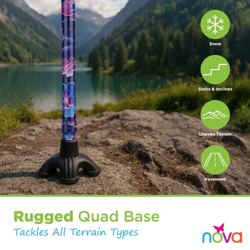 Nova Joy Designer Offset Quad Cane for Seniors - Unisex