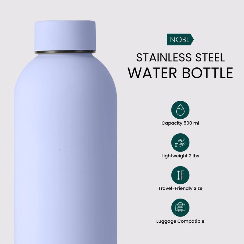 NOBL Stainless Steel Water Bottle,17 oz, 500 ml, Double Wall
