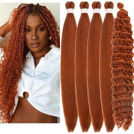 Bright Ginger Boho Braiding Hair Curly Pre Stretched Knotless Braiding Hair for Boho Braids