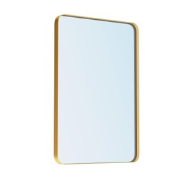 VocalStar 18 x 26 Inch Gold Bathroom Mirror for Wall, Metal Framed Rounded Rectangle Vanity Mirror, 1/4-inch Shatterproof Glass | Ultra-Flush Hanging