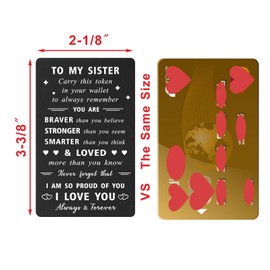 ENGZHI Sister Wallet Card Birthday Gifts - I Love My Sister Gifts - Inspirational Gifts for Sister Christmas Wedding Graduation Mothers Day