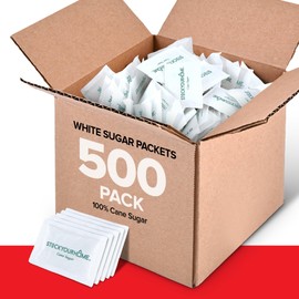 Bulk Sugar Packets, 500 Count - Individual Servings of White Sugar Packets for Coffee and Tea, Granulated Sugar Packs Great for Restaurants, Coffee Shops, Offices, Schools, and More