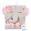 Hudson Baby Animal Face Hooded Towel for Girls, Pretty Elephant
