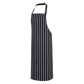 Chef Butchers Apron Bib Food Cooking Kitchen Catering Work Uniform Workwear S839 [Navy/White Stripe]