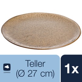 Leonardo Matera 018537 Ceramic Plate, Dishwasher-Safe Dinner Plate with Glaze, Round Stoneware Plate, Diameter 27 cm, Beige, Pack of 1