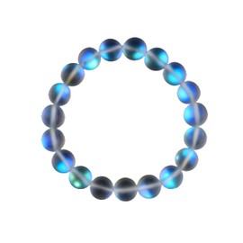 JM Design Iridescent Rainbow Crystal Bracelet Matte Round Size 8mm 7.5" Length