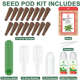 14 POD Pepper Seed Pod Kit, with Serrano, Cayenne, Jalapeño, Bell, Anaheim, Banana Pepper, Grow Anything Seed Pod Kit Compatible with All Hydroponics (14-Pod)