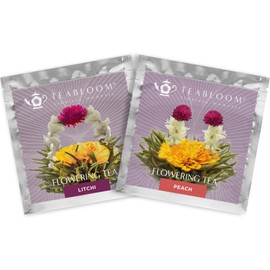 Teabloom Tés Florales De Lichi Y Melocotón: Bolitas De Té Florales Hechas A Mano. Cada Flor Se Puede Reutilizar Varias Veces (Paquete De 2).