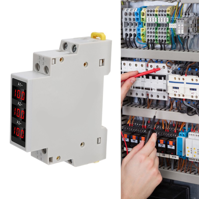 3 Phase DIN Rail Ammeter LED Digital Display High Accuracy
