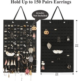 Earring Organizer, 2 Pcs Hanging Jewelry Organizer Bag, Jewelry Organizer for Women and Girl, Large Jewelry Organizers and Storage Capacity Holds up to 600 Pairs (Black)