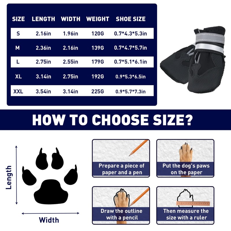 NeuWee Dog Shoes Paw Protector (Black, S)