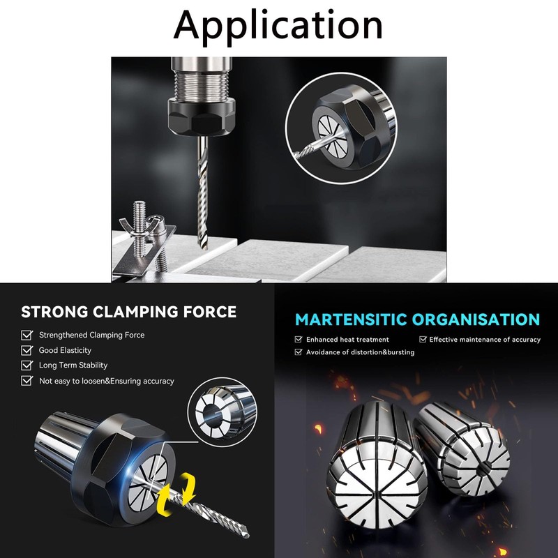 TOP-VIGOR ER11 1/4 inch Spring Collet, High Precision Clamping Collet
