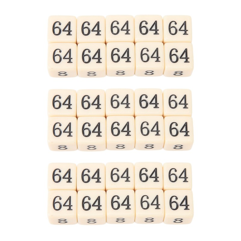 30PCS 6 Sided Number Dice 15.5mm Multiple Of 2 Number