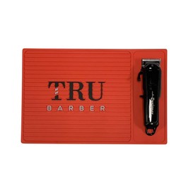 TRU BARBER ORGANIZER MAT 14”X 9” (RED) Flexible PVC Station Mat, Professional Mat, Salon and Barbershop work Station pads, Beauty salon tools hairstylist, Counter mat for clippers, Anti slip