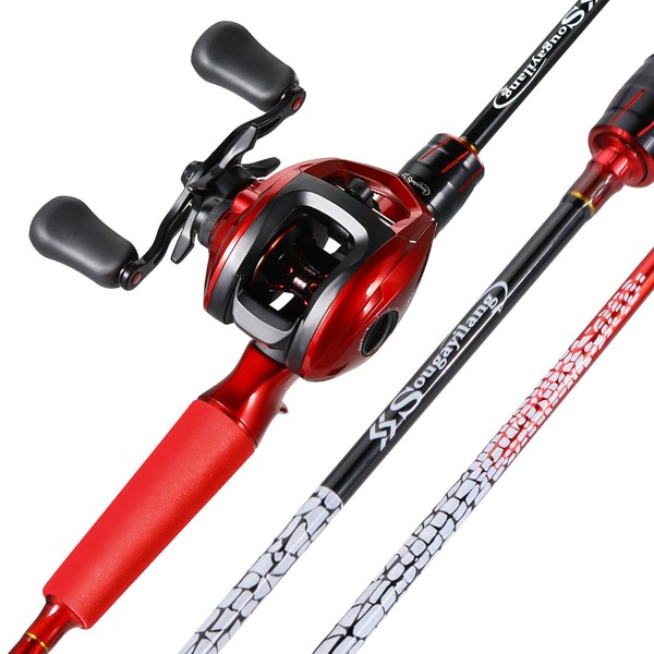 Sougayilang Baitcasting Rod and Reel Combos,5.9 Ft Two Pieces Light