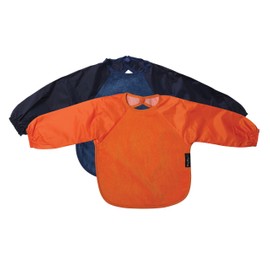 Sleeved Wonder Bib, Sz Small, 2 pack - Orange / Navy