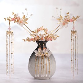 Alloy Hair Sticks Pins Long Tassel Hanfu Chinese Hair Comb/Earrings Set of 1 Traditional Classical (Style D)