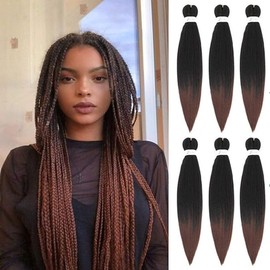 Pre-Stretched Braiding Hair Extensions Synthetic Crochet Braids Yaki Texture 26 Inch 6 Packs Full Head Hot Water Setting Professional Twist Braid Hair (26inch, T30)