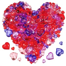 820 Pcs 2 Sizes Valentine's Day Acrylic Heart Gems Colorful Heart Shaped Acrylic Gemstone Ornaments for Wedding Valentines Party Table Scatter Decorations Heart Vase Fillers Red/Rose Red/Pink/Purple