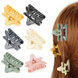 6PCS Hair Clips for Women and Girls Star Shape Hair Claw Clip, for Thin/Medium Fine Hair - Nonslip for Long Short Curly Straight Hair Headwear Accessory