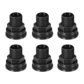 PATIKIL PVC Bulkhead Fitting 1/2 Female x 3/4" Male, 6 Pack Double Threaded Bulkhead Water Tank Connector with Seal Gasket for Rain Bucket, Sinks, Aquariums, Black