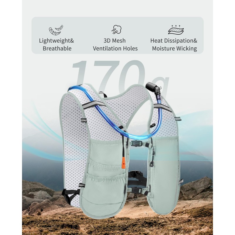 ECOHUB Lightweight Running Hydration Vest, Reflective Hydration Backpack with 2L