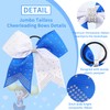 6PCS 8" Large Cheer Hair Bows Ponytail Holder, Rhinestones Cheerleader