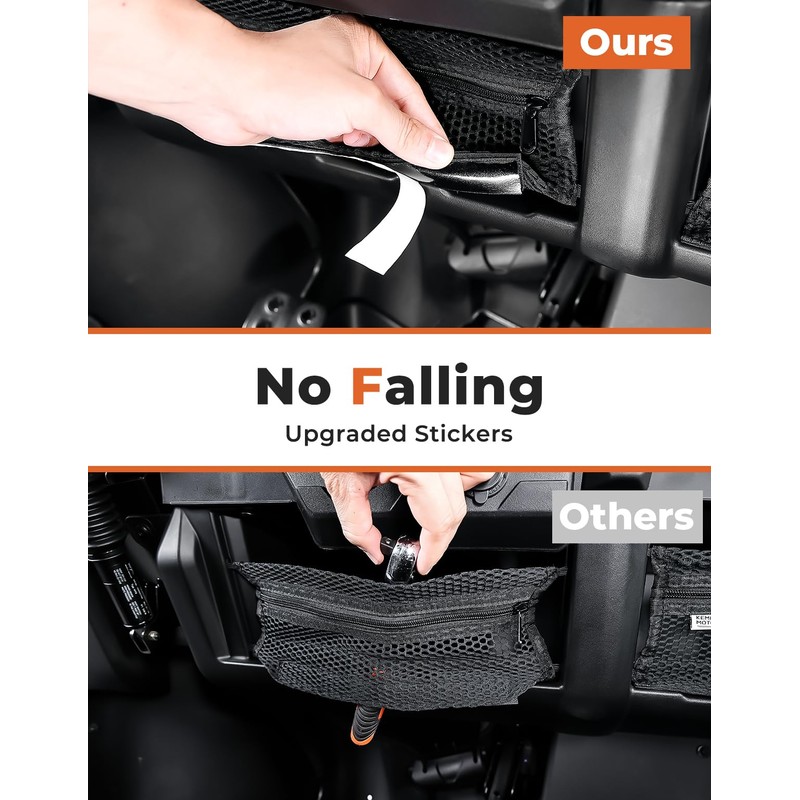 KEMIMOTO Dash Storage Nets 2pcs, Compatible with Can-Am Defender &