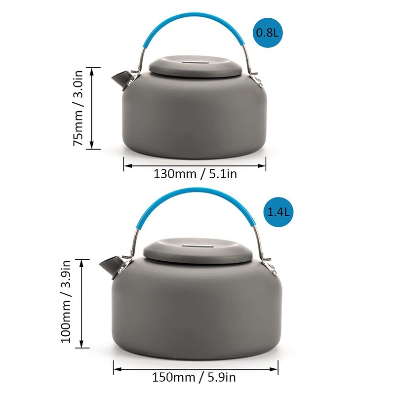 Kettle Outdoor Kettle 0.8L / 1.4L for Camping and Barbecues,