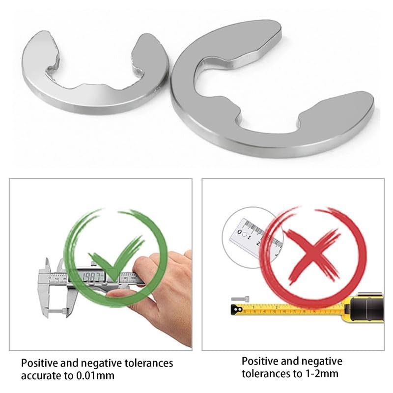 100Pcs Stainless Steel E-Clip Circlip,Stainless Steel Circlips Assorted,E-Clip Internal External