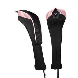 Andux 2 Pack Long Neck Golf Hybrid Club Head Covers Interchangeable No. Tag CTMT-01 (Pink)