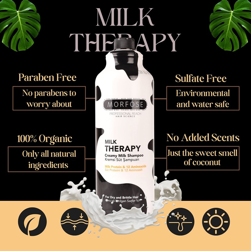 Morfose Professional Milk Therapy Creamy Hair Shampoo for Dry, Damaged,