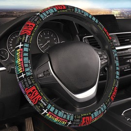 Jesus Cross Steering Wheel Cover Universal 15 Inch Car Accessories Protector for Women Men