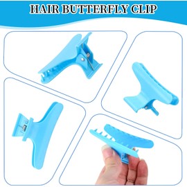 12 Piezas Pinzas Mariposas para Cabello, Pinzas para El Cabello para Mujeres, Pinzas para el pelo de salón, herramienta de peluquería para peinar seccionar cortar y colorear (4 colores)