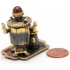 Brass Amber Figurine souvenir of Russian Samovar Teapot set souvenir