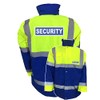 Security Badge Blue & Yellow Hi Vis Parka Jacket Reflective,