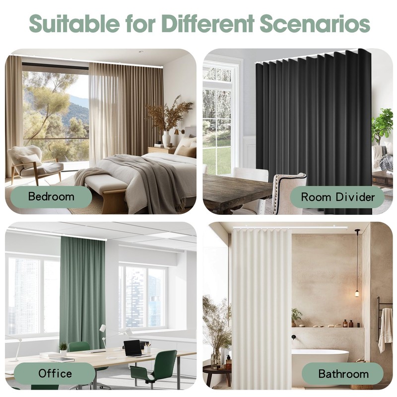 Cbsroro Flexible Bendable Ceiling Curtain Track, Room Divider Curtain Rod