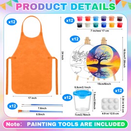 Supervitae 96 Pcs Pre Drawn Canvas Kit for Painting Kids Adults Sip and Paint Kit 5.9 Inch Round Pre Printed Canvas Painting for DIY Birthday Gifts Adult Date Party Favor, Landscape