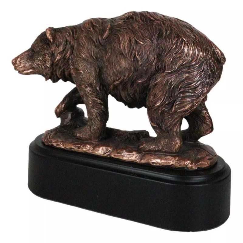 Walking Bear Statue - Bronze Electroplated 7"L Figurine Wild Life