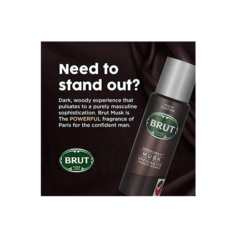 Brut Musk Deodorant Body Spray Long Lasting Fragrance 200ml