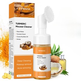 femani Glow Wash Face Wash With Brush, Turmeric Facial Cleanser for Women, Improve Skin Condition Soothing Irritation