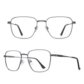 RB.Pilot Classic Square Reading Glasses for Men Women Light Blocking Computer Readers Spring Hinge Metal Frame Acetate Legs