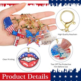 Nosiny - Paquete de 12 llaveros para el Día de la Independencia de los Estados Unidos, llavero patriótico de la bandera americana, llavero patriótico de los Estados Unidos, regalo para el Día de los